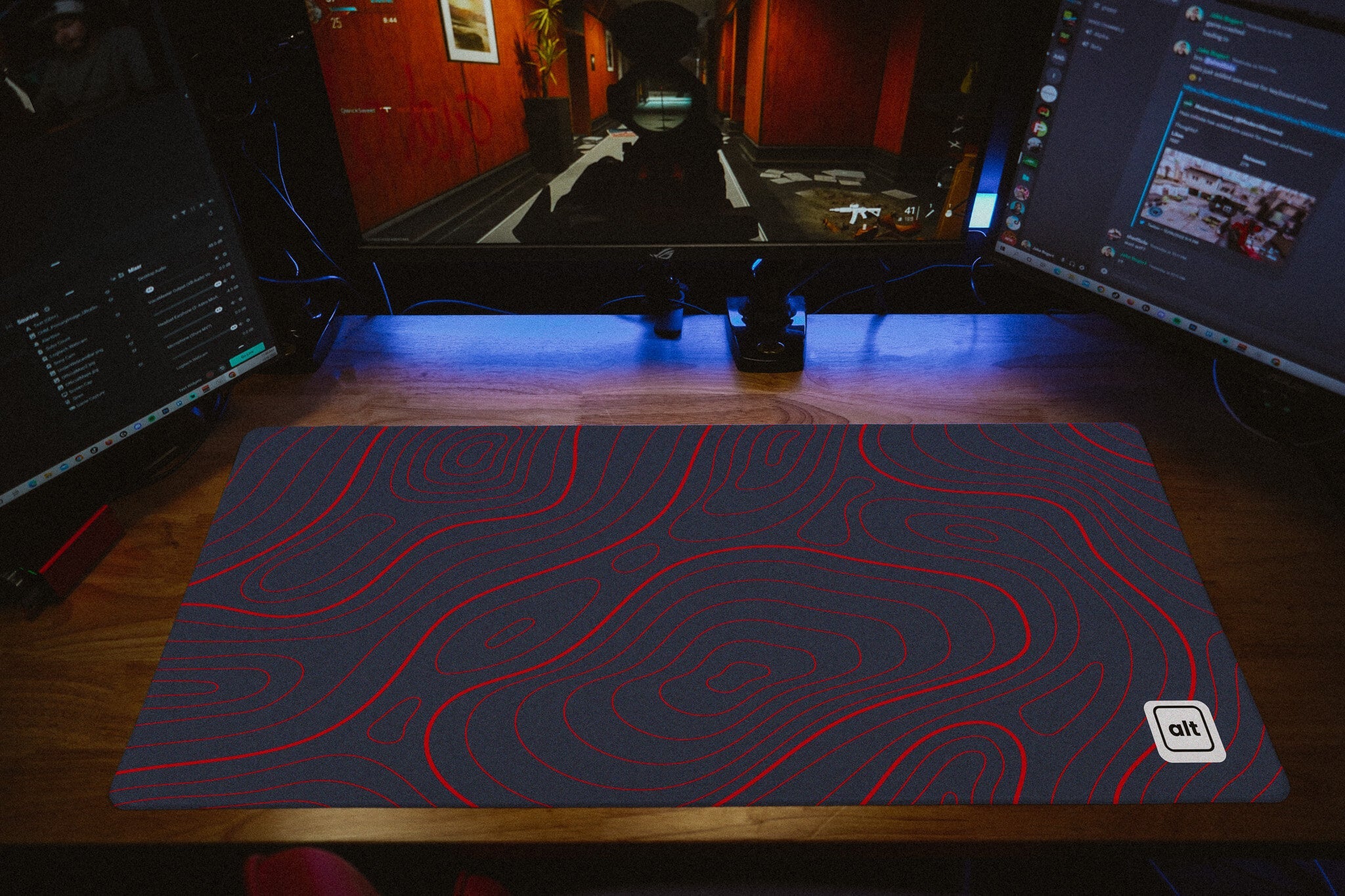 Blue Red Damascus Mousepad - Cinch Gaming