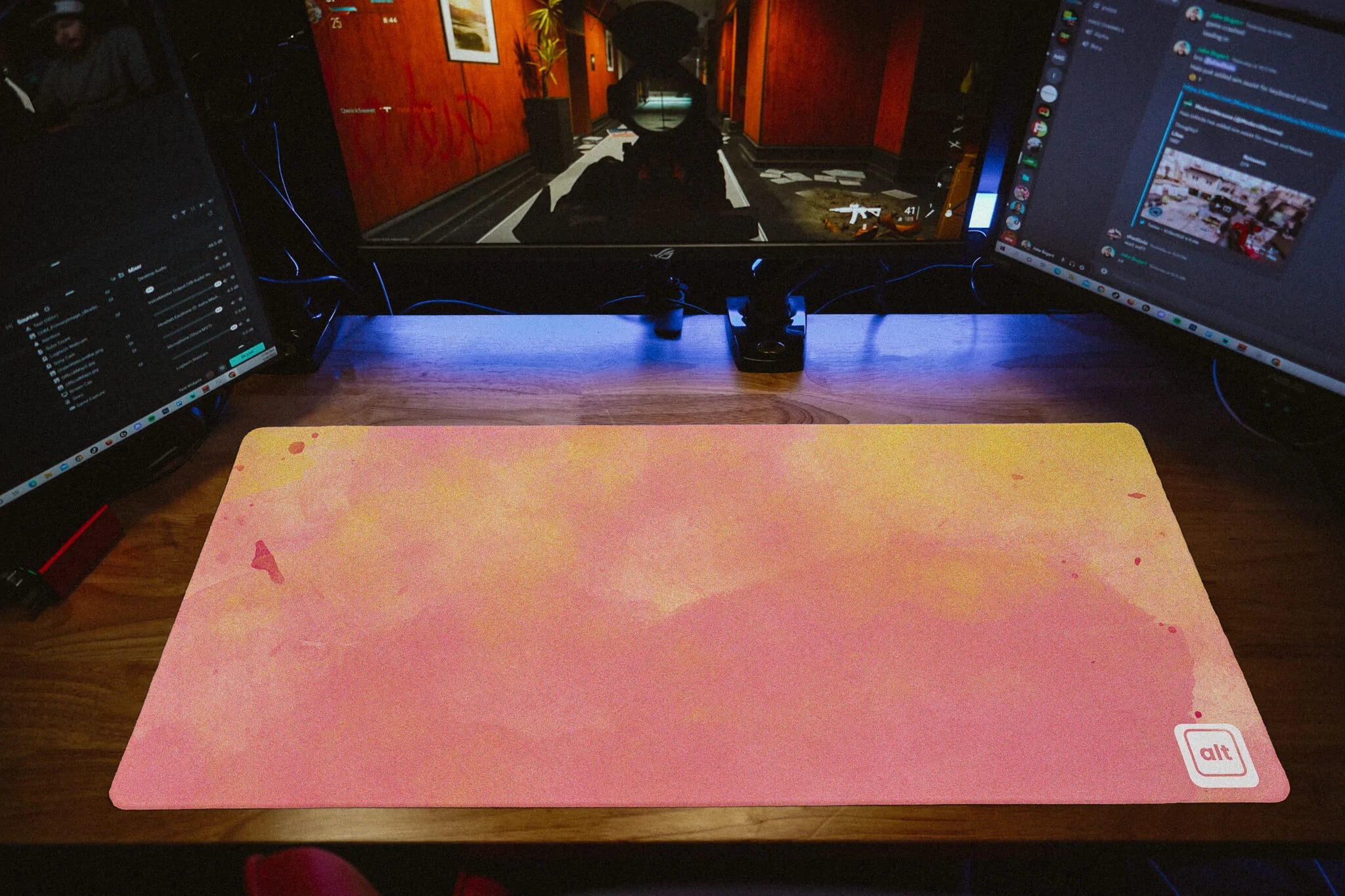 Pink and Gold Watercolor Mousepad - Cinch Gaming